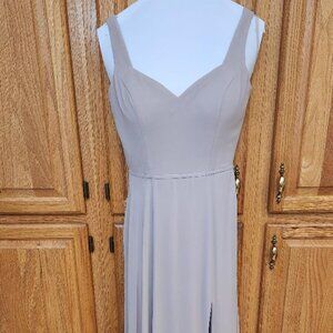 floor length, tan gown worn once as a bridesmaid.